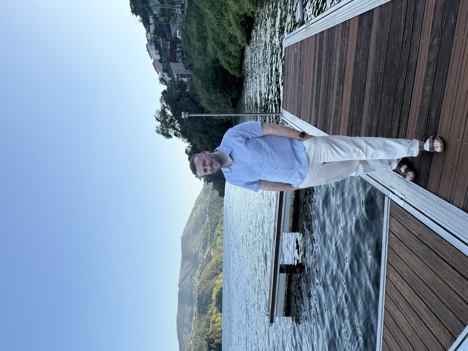 Joshua standing on a jetty on the Douro river in Portugal